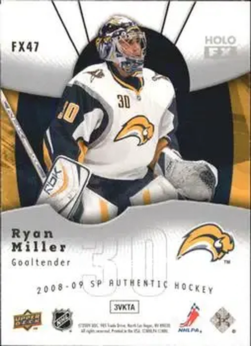2008-09 SP Authentic - Holoview FX #FX47 - Ryan Miller - Buffalo Sabres - Back