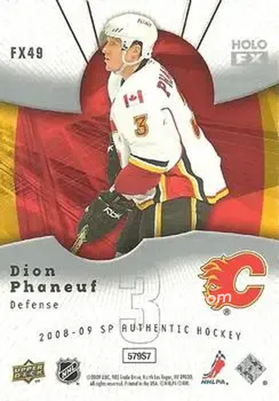 2008-09 SP Authentic - Holoview FX #FX49 - Dion Phaneuf - Calgary Flames - Back 2008-09 SP Authentic - Holoview FX #FX49 - Dion Phaneuf - Calgary Flames - Back