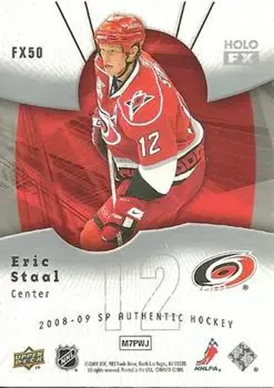 2008-09 SP Authentic - Holoview FX #FX50 - Eric Staal - Carolina Hurricanes - Back 2008-09 SP Authentic - Holoview FX #FX50 - Eric Staal - Carolina Hurricanes - Back