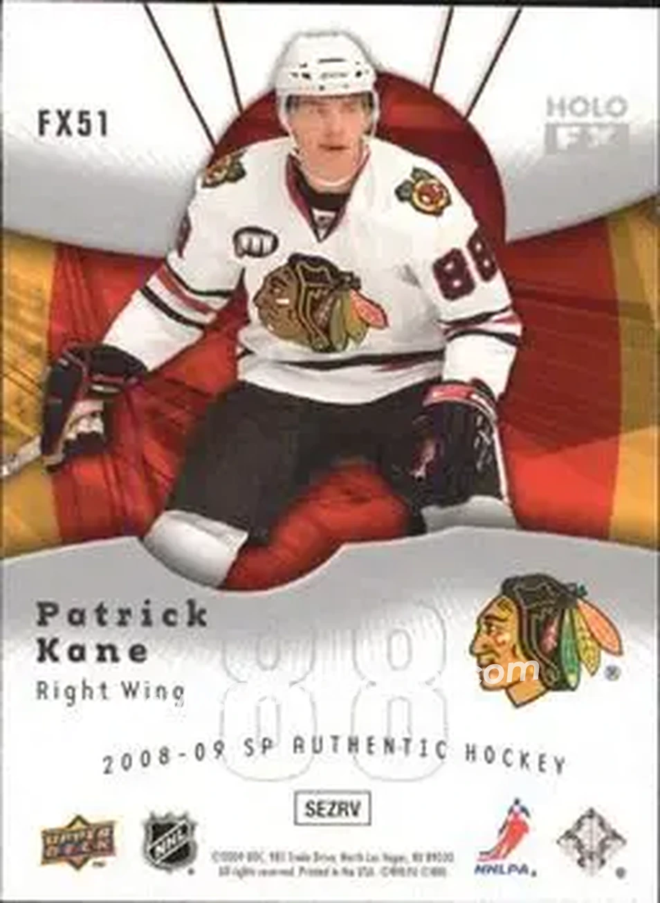 2008-09 SP Authentic - Holoview FX #FX51 - Patrick Kane - Chicago Blackhawks - Back