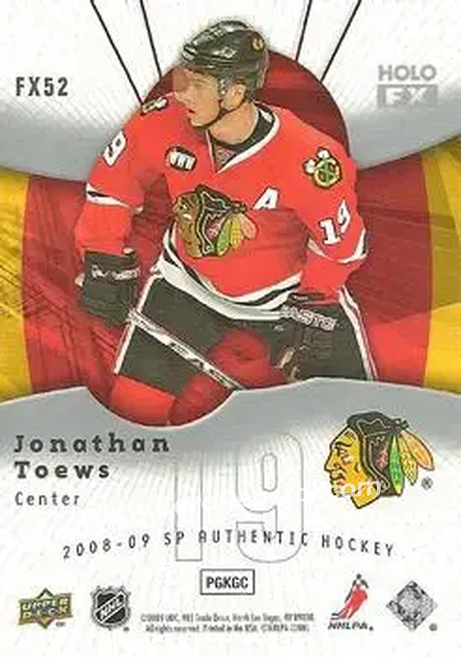 2008-09 SP Authentic - Holoview FX #FX52 - Jonathan Toews - Chicago Blackhawks - Back 2008-09 SP Authentic - Holoview FX #FX52 - Jonathan Toews - Chicago Blackhawks - Back