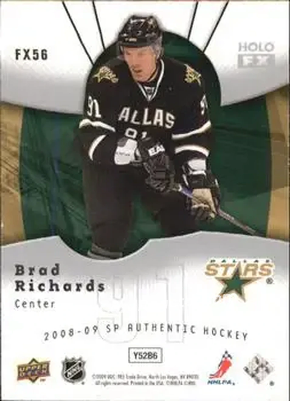 2008-09 SP Authentic - Holoview FX #FX56 - Brad Richards - Dallas Stars - Back