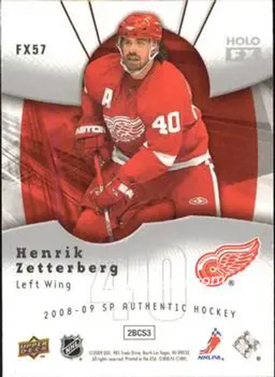 2008-09 SP Authentic - Holoview FX #FX57 - Henrik Zetterberg - Detroit Red Wings - Back