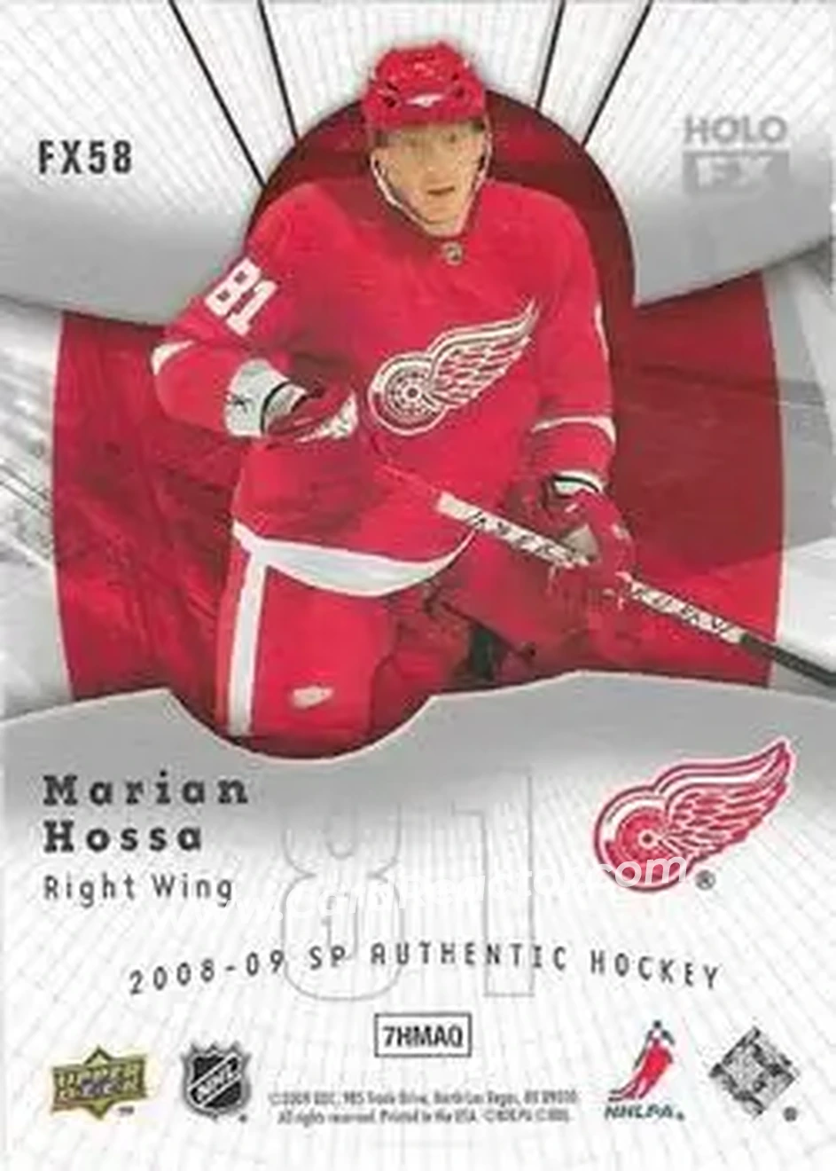 2008-09 SP Authentic - Holoview FX #FX58 - Marian Hossa - Detroit Red Wings - Back 2008-09 SP Authentic - Holoview FX #FX58 - Marian Hossa - Detroit Red Wings - Back