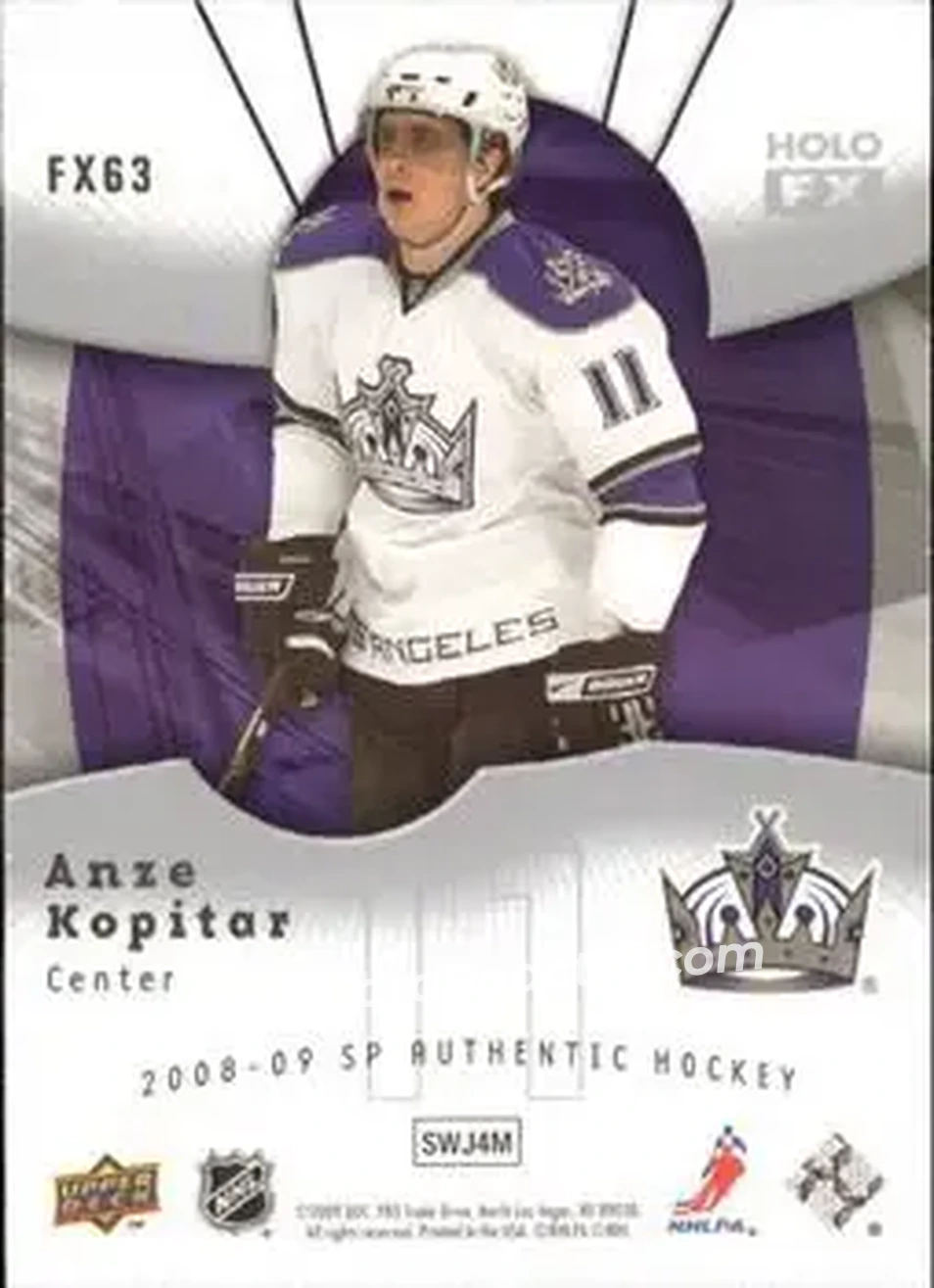 2008-09 SP Authentic - Holoview FX #FX63 - Anze Kopitar - Los Angeles Kings - Back