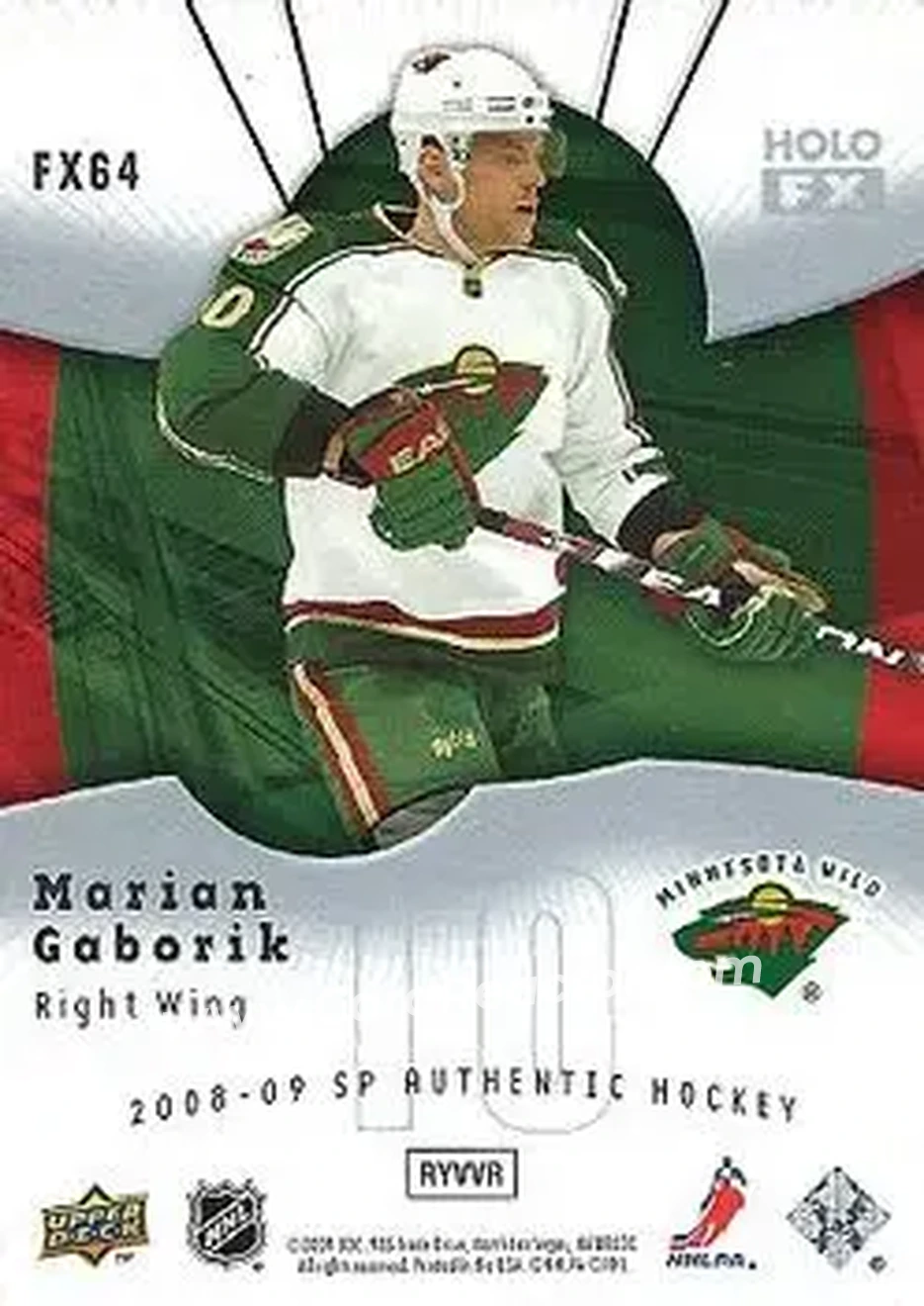 2008-09 SP Authentic - Holoview FX #FX64 - Marian Gaborik - Minnesota Wild - Back