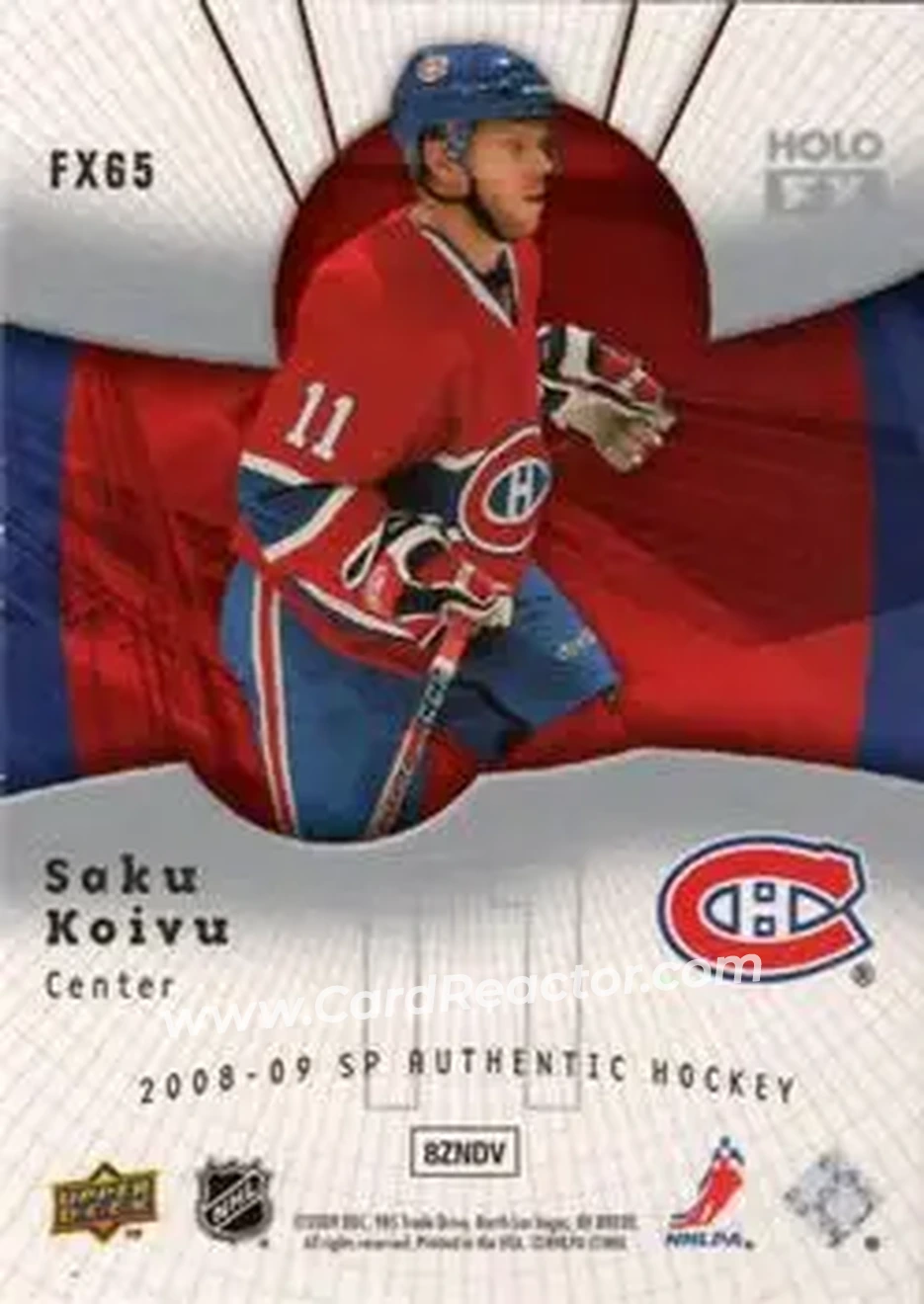 2008-09 SP Authentic - Holoview FX #FX65 - Saku Koivu - Montreal Canadiens - Back 2008-09 SP Authentic - Holoview FX #FX65 - Saku Koivu - Montreal Canadiens - Back