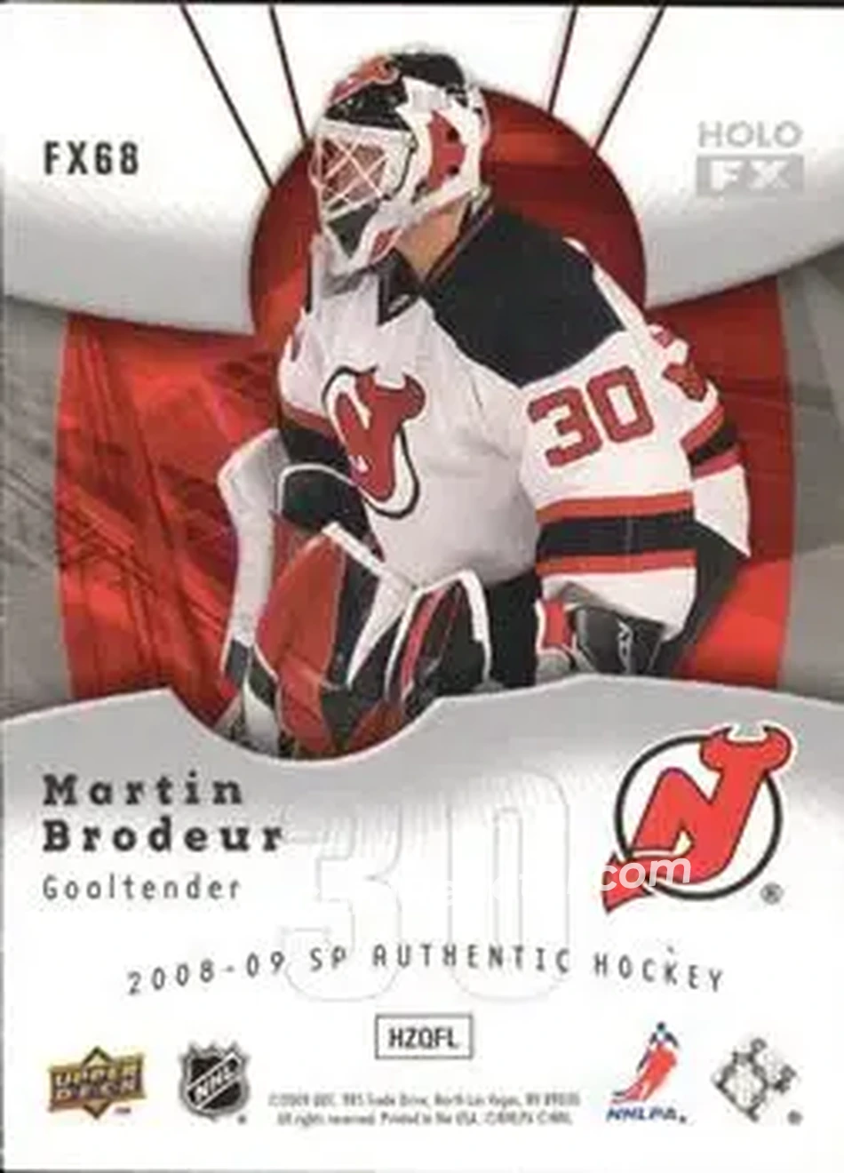 2008-09 SP Authentic - Holoview FX #FX68 - Martin Brodeur - New Jersey Devils - Back