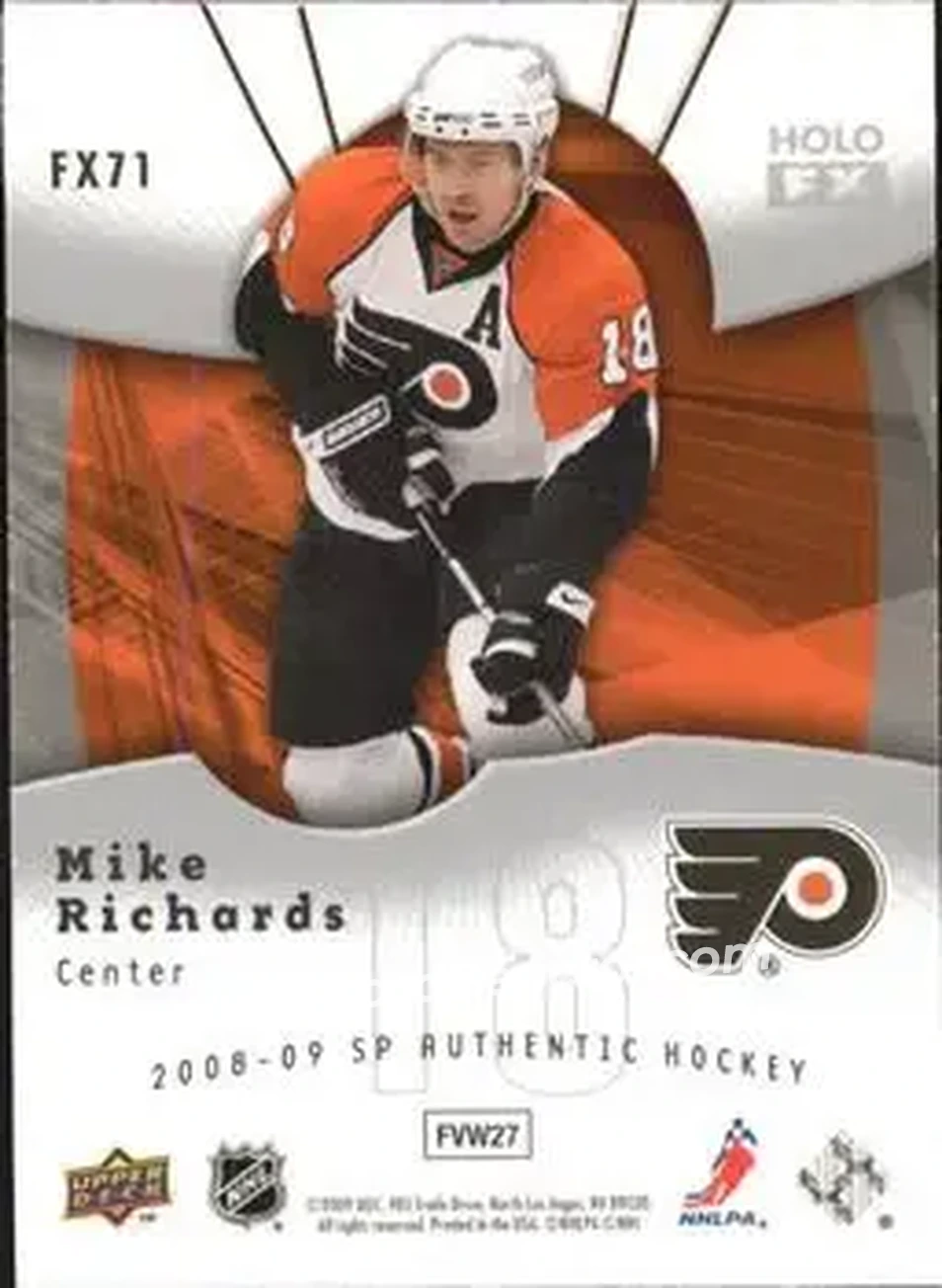 2008-09 SP Authentic - Holoview FX #FX71 - Mike Richards - Philadelphia Flyers - Back 2008-09 SP Authentic - Holoview FX #FX71 - Mike Richards - Philadelphia Flyers - Back