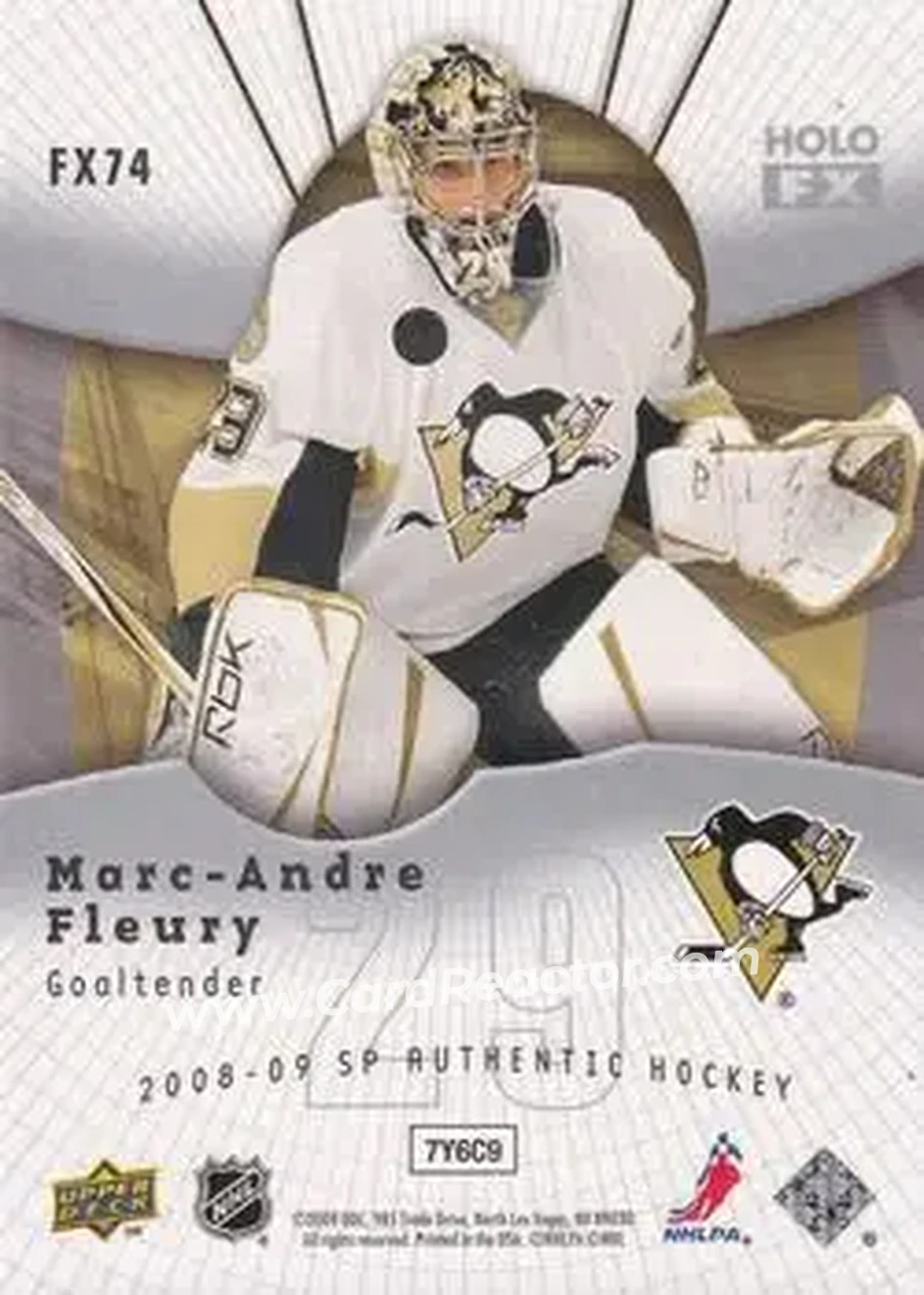 2008-09 SP Authentic - Holoview FX #FX74 - Marc-Andre Fleury - Pittsburgh Penguins - Back 2008-09 SP Authentic - Holoview FX #FX74 - Marc-Andre Fleury - Pittsburgh Penguins - Back