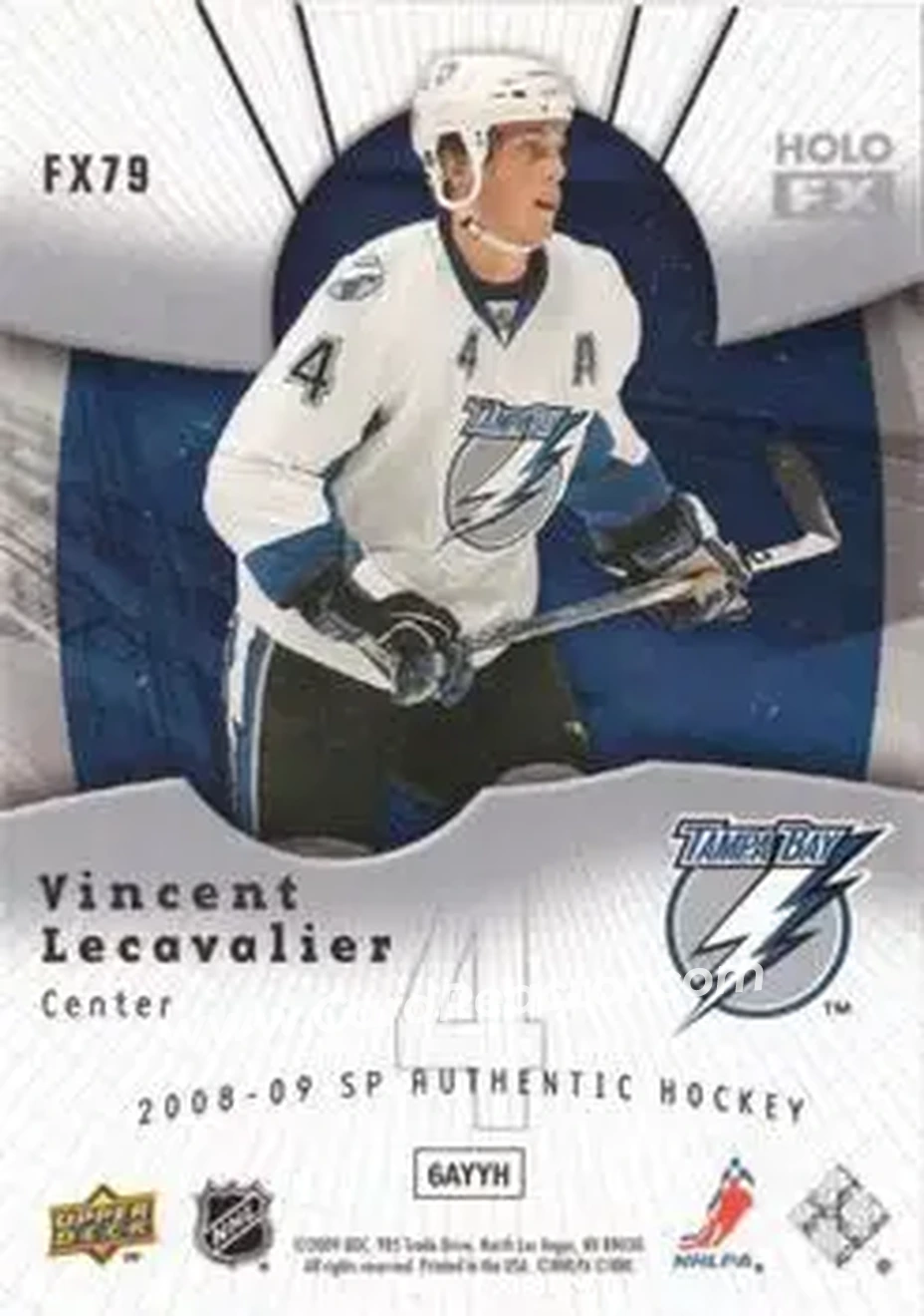 2008-09 SP Authentic - Holoview FX #FX79 - Vincent Lecavalier - Tampa Bay Lightning - Back