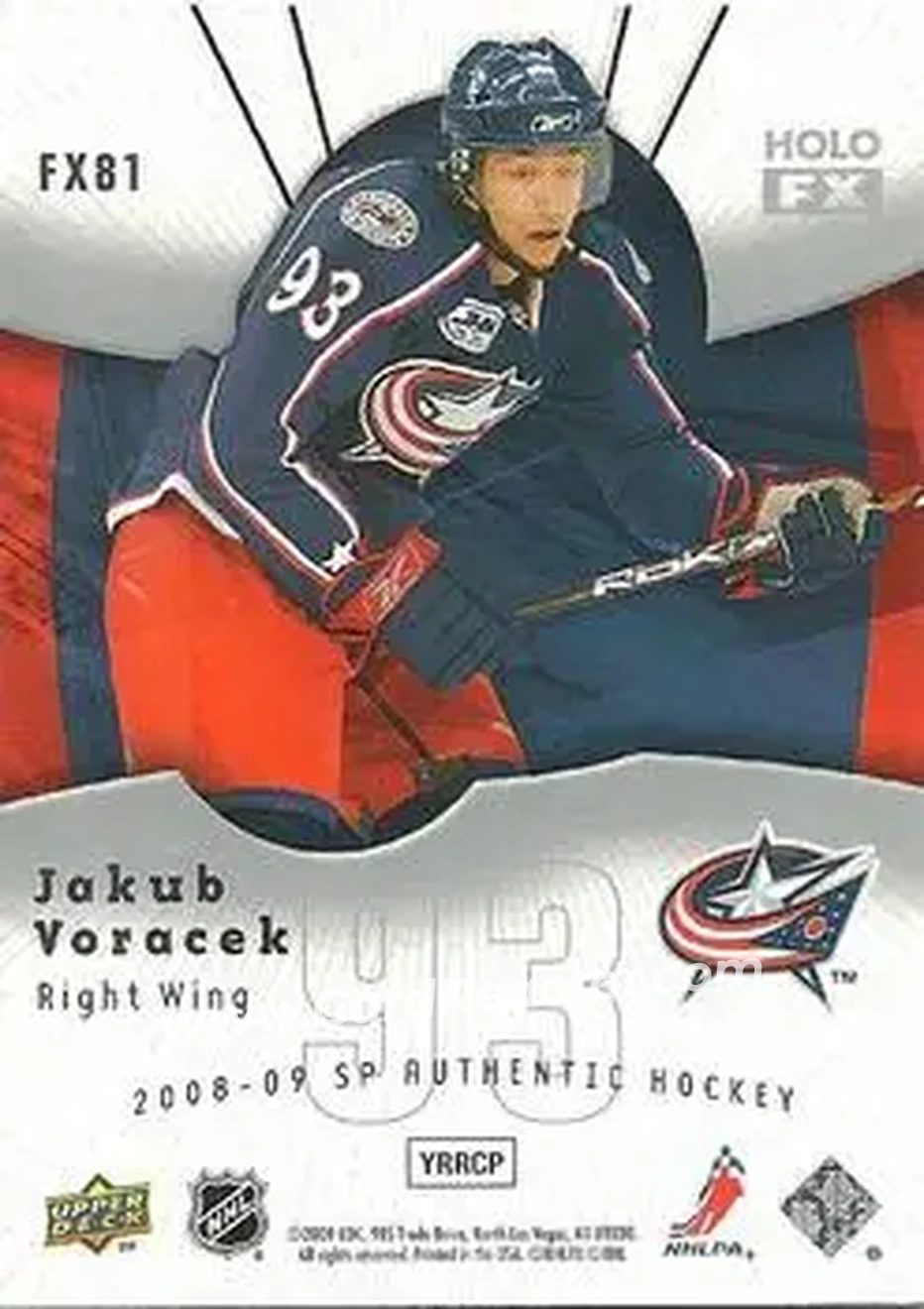 2008-09 SP Authentic - Holoview FX #FX81 - Jakub Voracek - Columbus Blue Jackets - Back 2008-09 SP Authentic - Holoview FX #FX81 - Jakub Voracek - Columbus Blue Jackets - Back