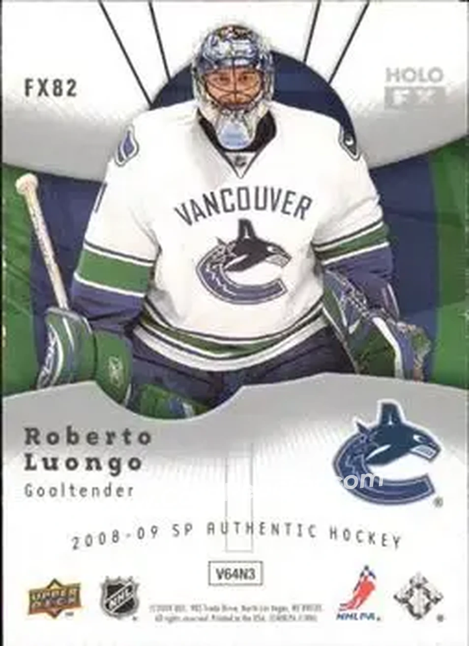 2008-09 SP Authentic - Holoview FX #FX82 - Roberto Luongo - Vancouver Canucks - Back 2008-09 SP Authentic - Holoview FX #FX82 - Roberto Luongo - Vancouver Canucks - Back
