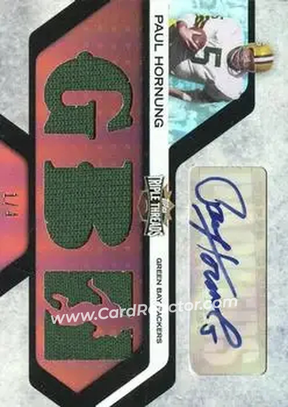 2008 Topps Triple Threads - Autographed Relic Platinum #TTRA-94 - Paul Hornung - Green Bay Packers - Front 2008 Topps Triple Threads - Autographed Relic Platinum #TTRA-94 - Paul Hornung - Green Bay Packers - Front