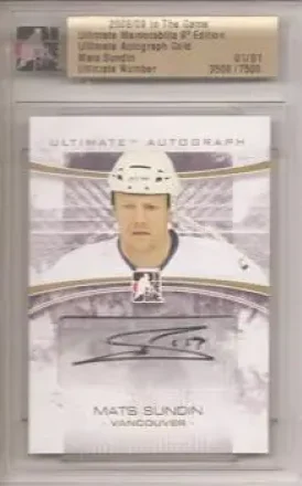 2008-09 In The Game Ultimate Memorabilia - Autographs Gold #30 - Mats Sundin - Vancouver Canucks