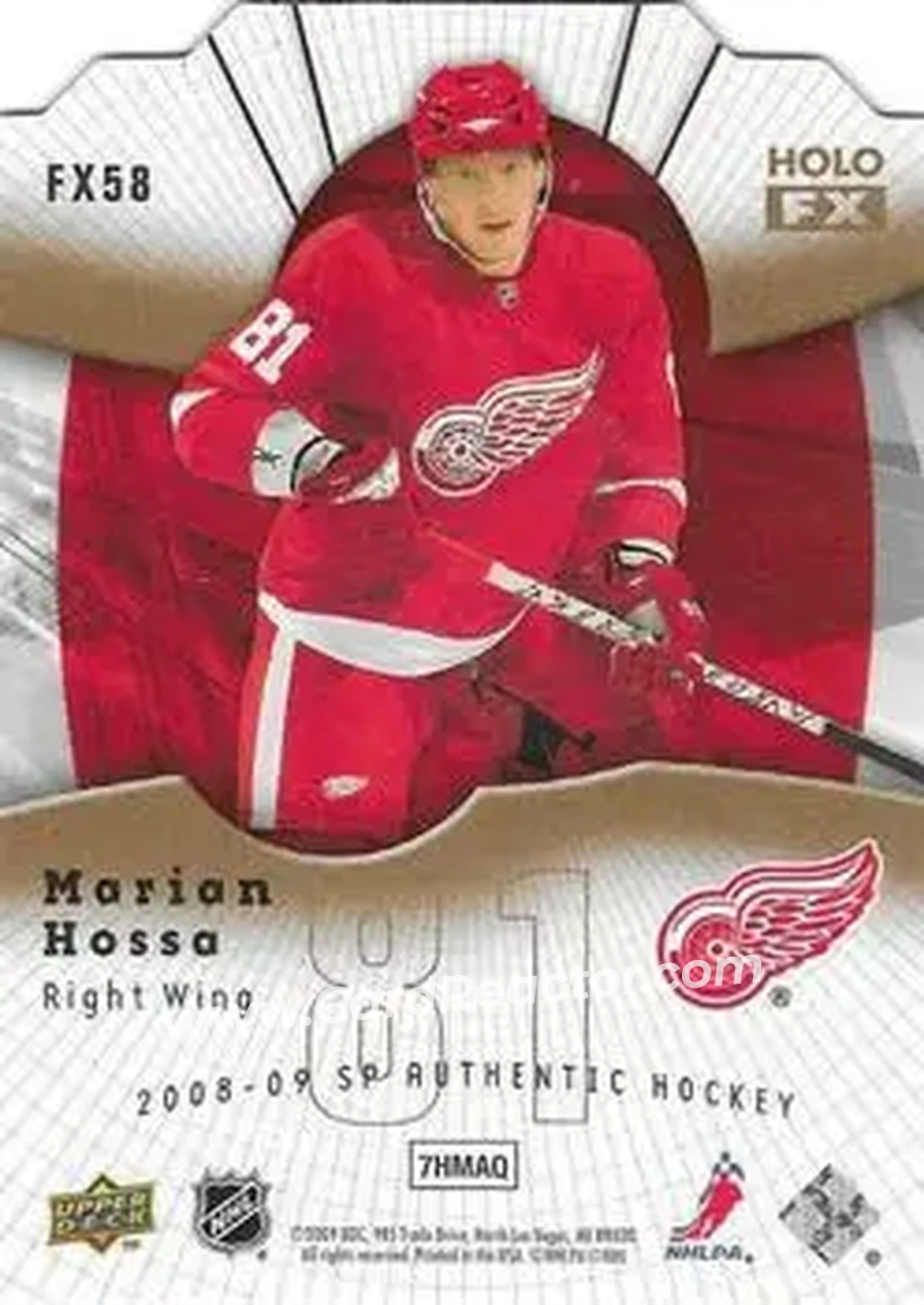 2008-09 SP Authentic - Holoview FX Die Cut #FX58 - Marian Hossa - Detroit Red Wings - Back