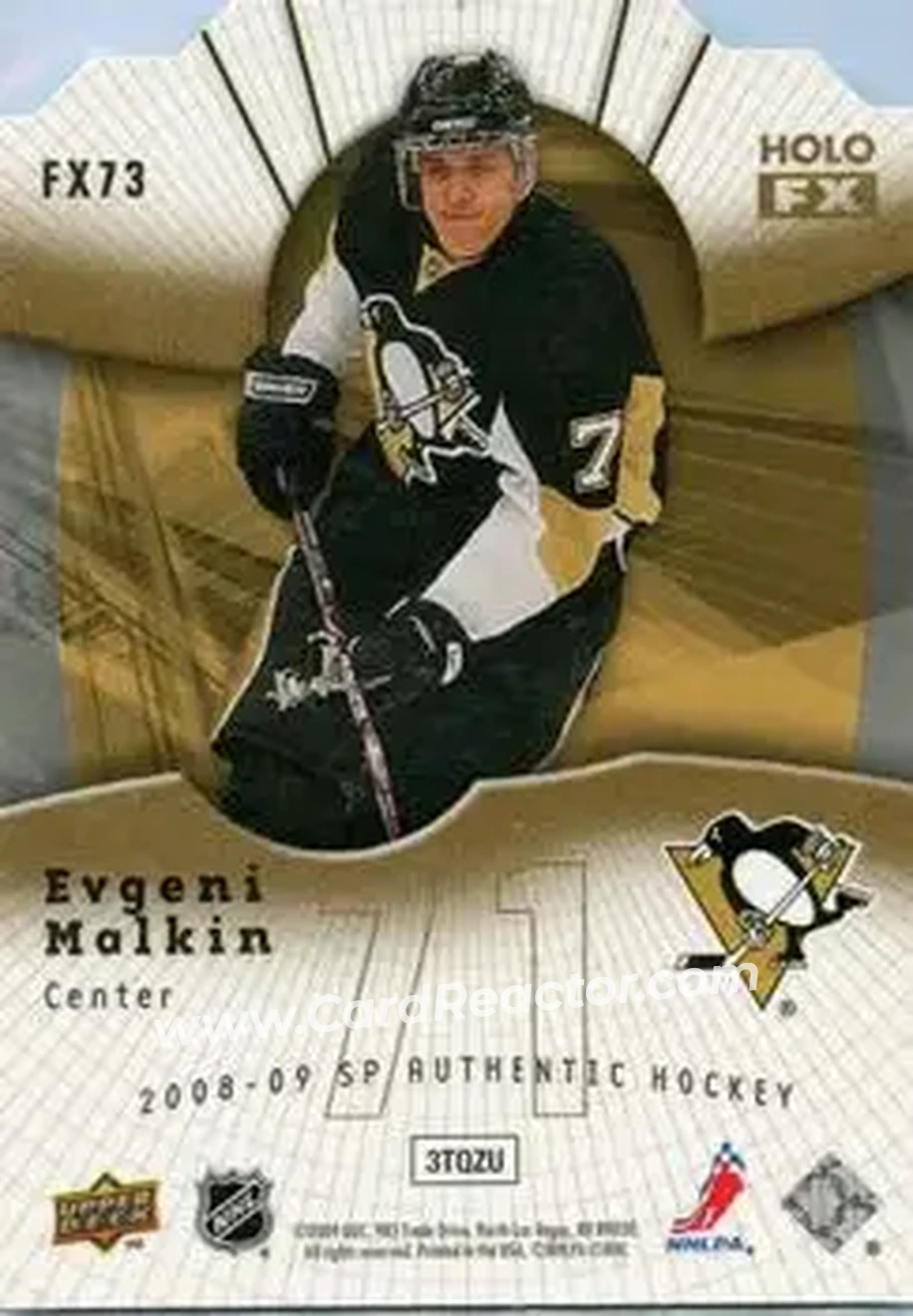 2008-09 SP Authentic - Holoview FX Die Cut #FX73 - Evgeni Malkin - Pittsburgh Penguins - Back