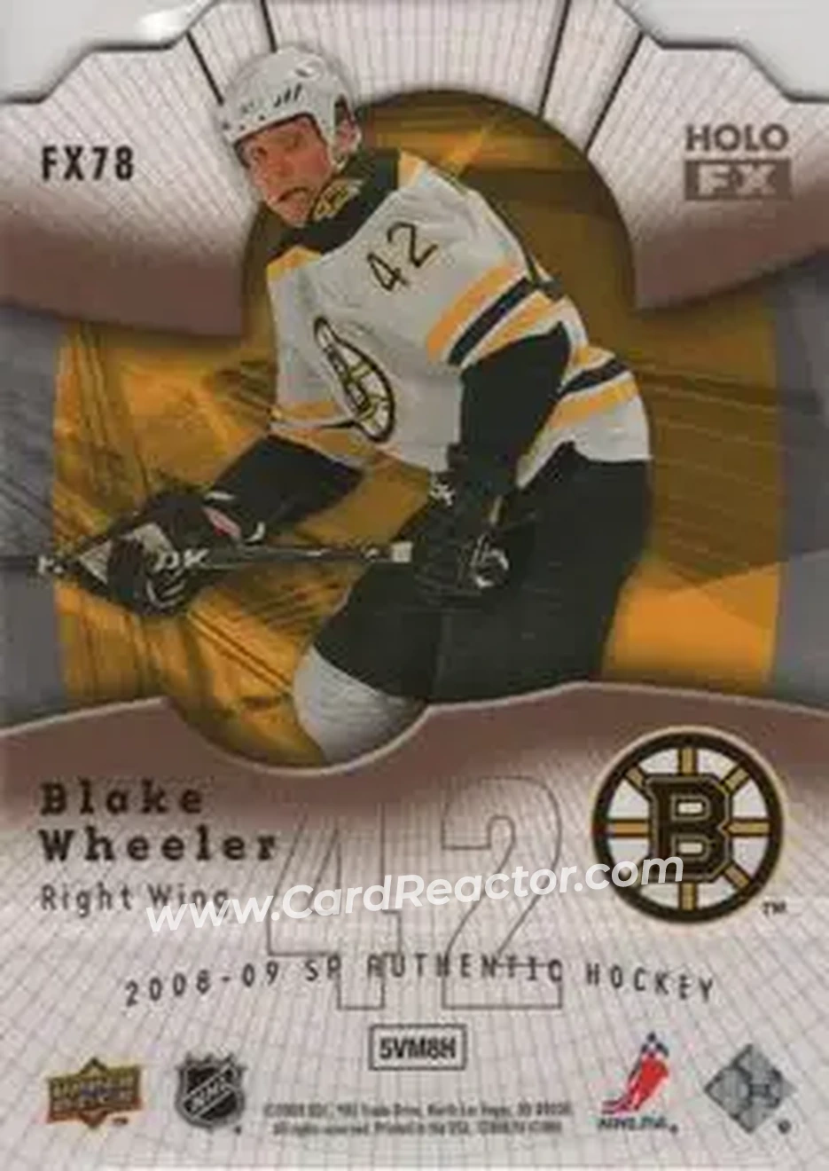 2008-09 SP Authentic - Holoview FX Die Cut #FX78 - Blake Wheeler - Boston Bruins - Back