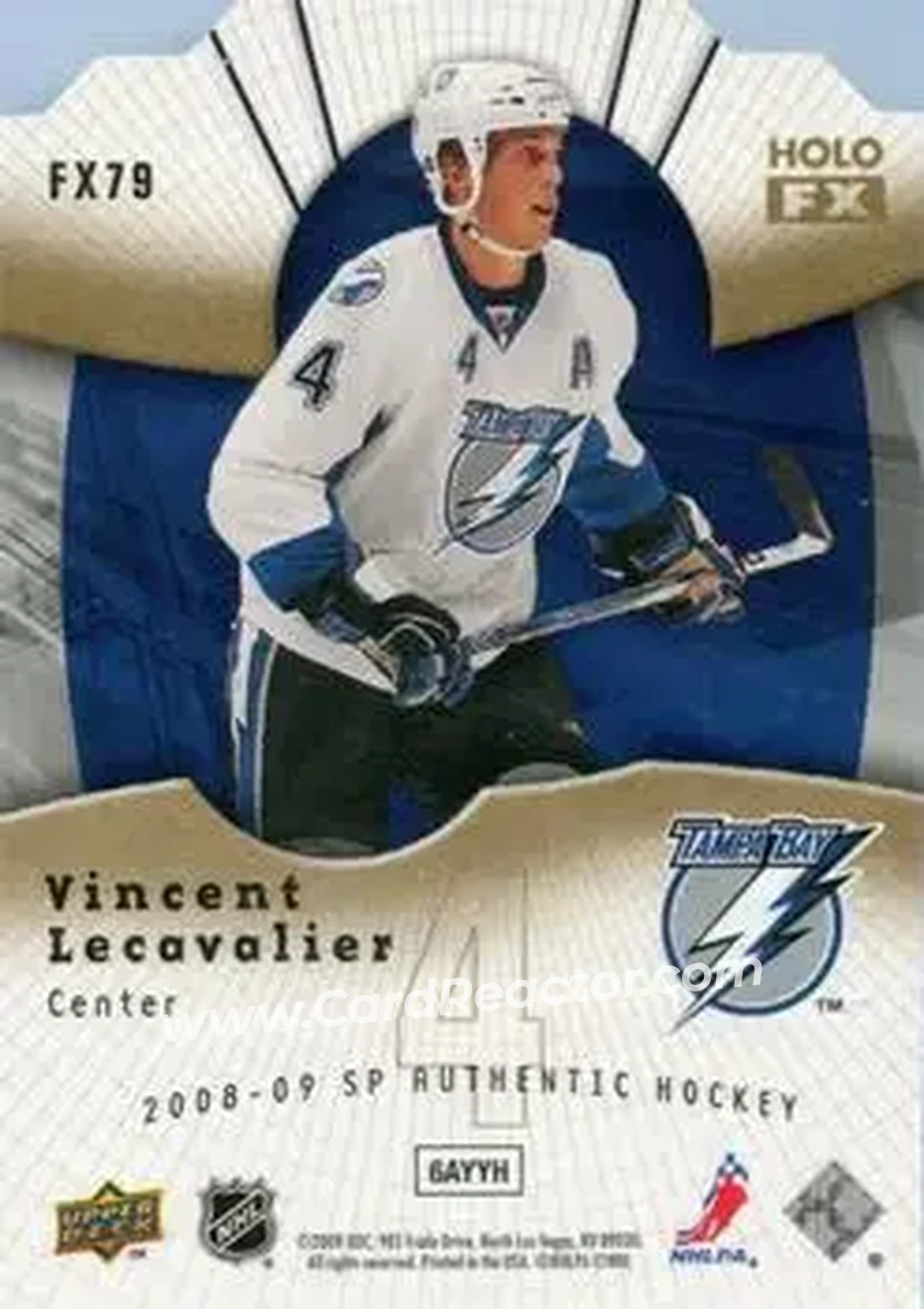 2008-09 SP Authentic - Holoview FX Die Cut #FX79 - Vincent Lecavalier - Tampa Bay Lightning - Back