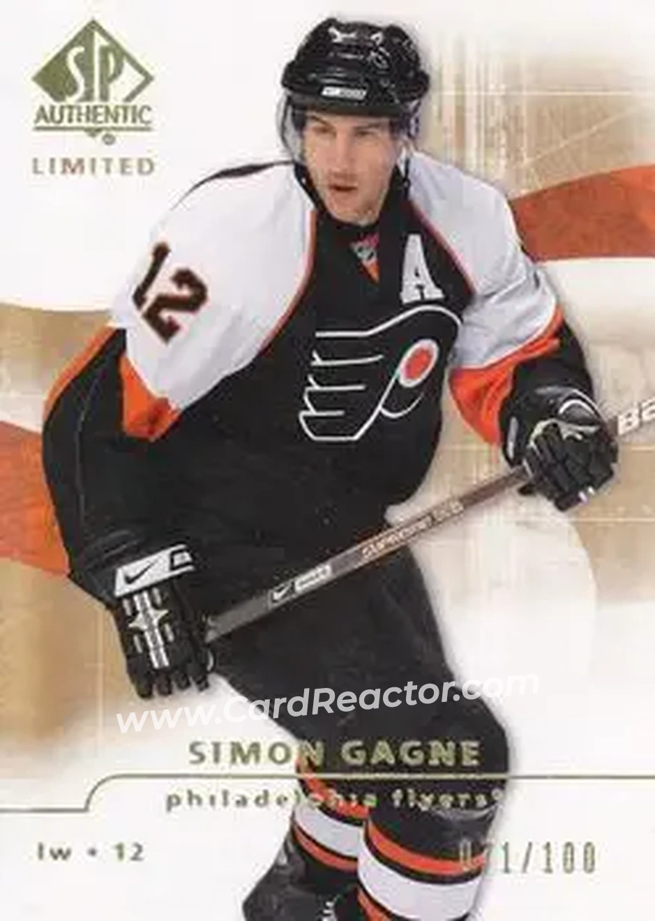2008-09 SP Authentic - Limited #9 - Simon Gagne - Philadelphia Flyers - Front 2008-09 SP Authentic - Limited #9 - Simon Gagne - Philadelphia Flyers - Front