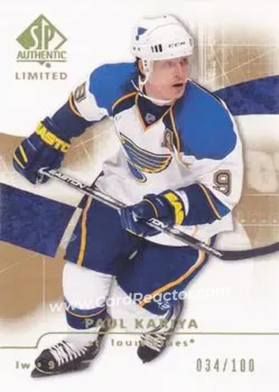 2008-09 SP Authentic - Limited #25 - Paul Kariya - St. Louis Blues - Front 2008-09 SP Authentic - Limited #25 - Paul Kariya - St. Louis Blues - Front