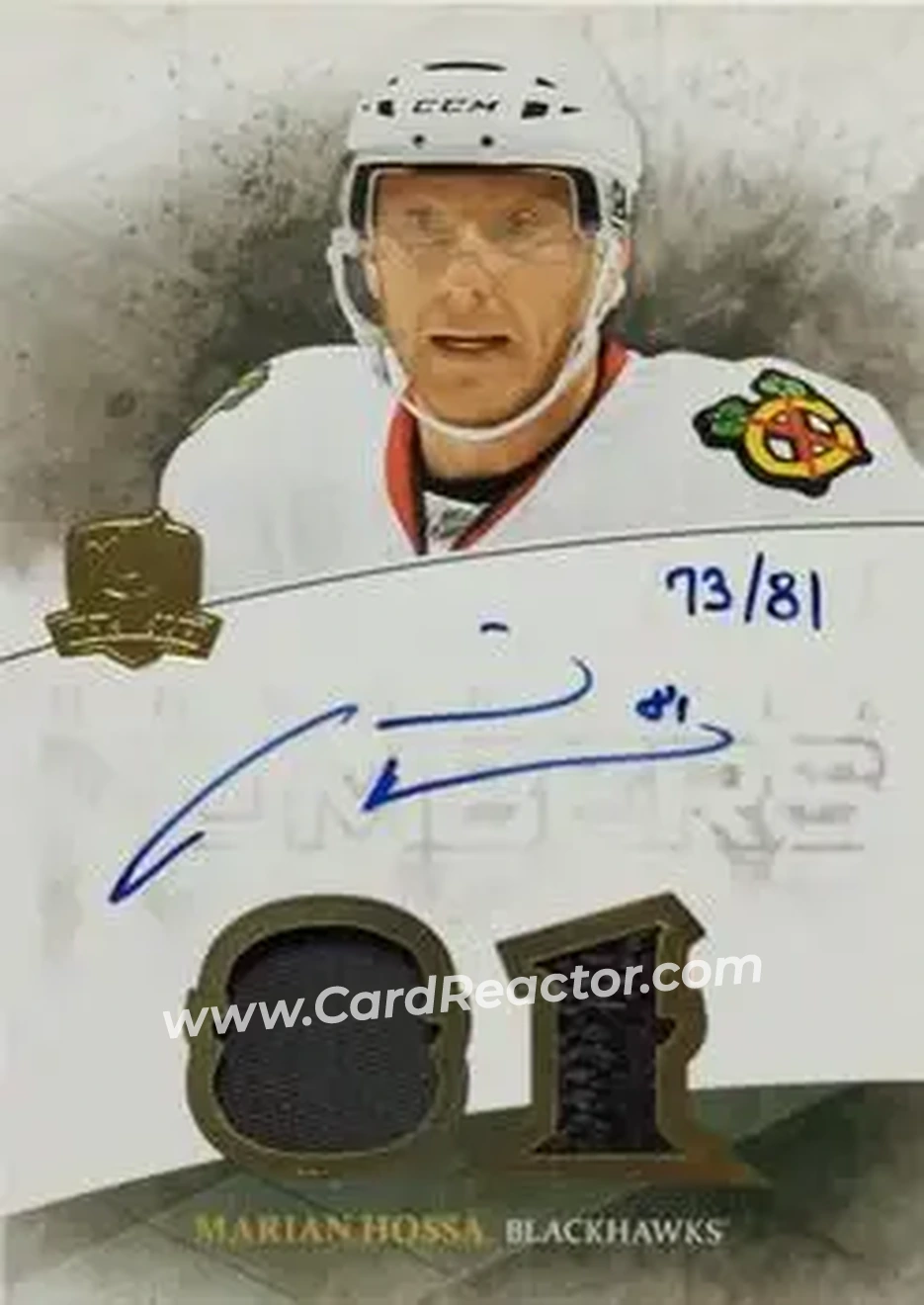 2010-11 Upper Deck The Cup - Honorable Numbers #HN-MH - Marian Hossa - Chicago Blackhawks - Front 2010-11 Upper Deck The Cup - Honorable Numbers #HN-MH - Marian Hossa - Chicago Blackhawks - Front