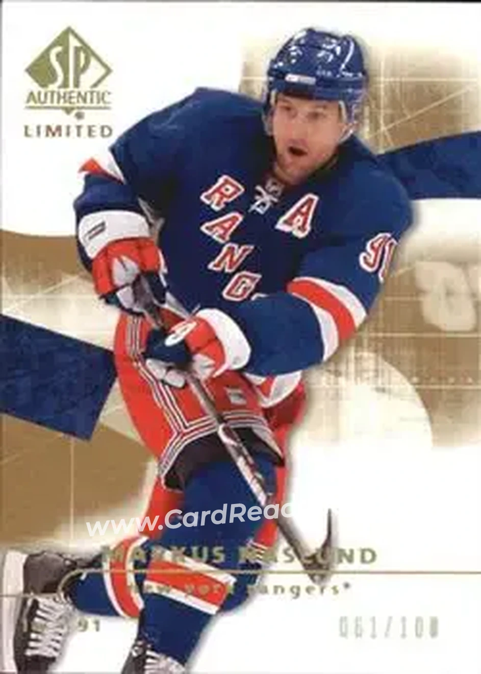 2008-09 SP Authentic - Limited #89 - Markus Naslund - New York Rangers - Front 2008-09 SP Authentic - Limited #89 - Markus Naslund - New York Rangers - Front