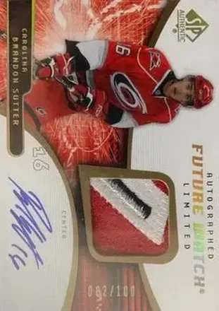 2008-09 SP Authentic - Auto Future Watch Limited Patch Variation #195 - Brandon Sutter - Carolina Hurricanes