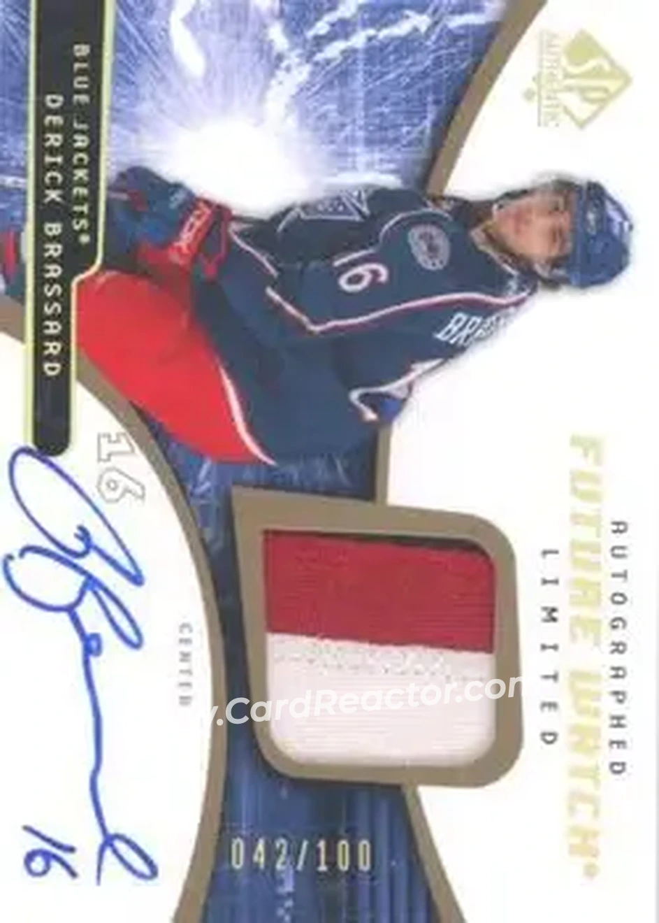 2008-09 SP Authentic - Auto Future Watch Limited Patch Variation #196 - Derick Brassard - Columbus Blue Jackets - Front