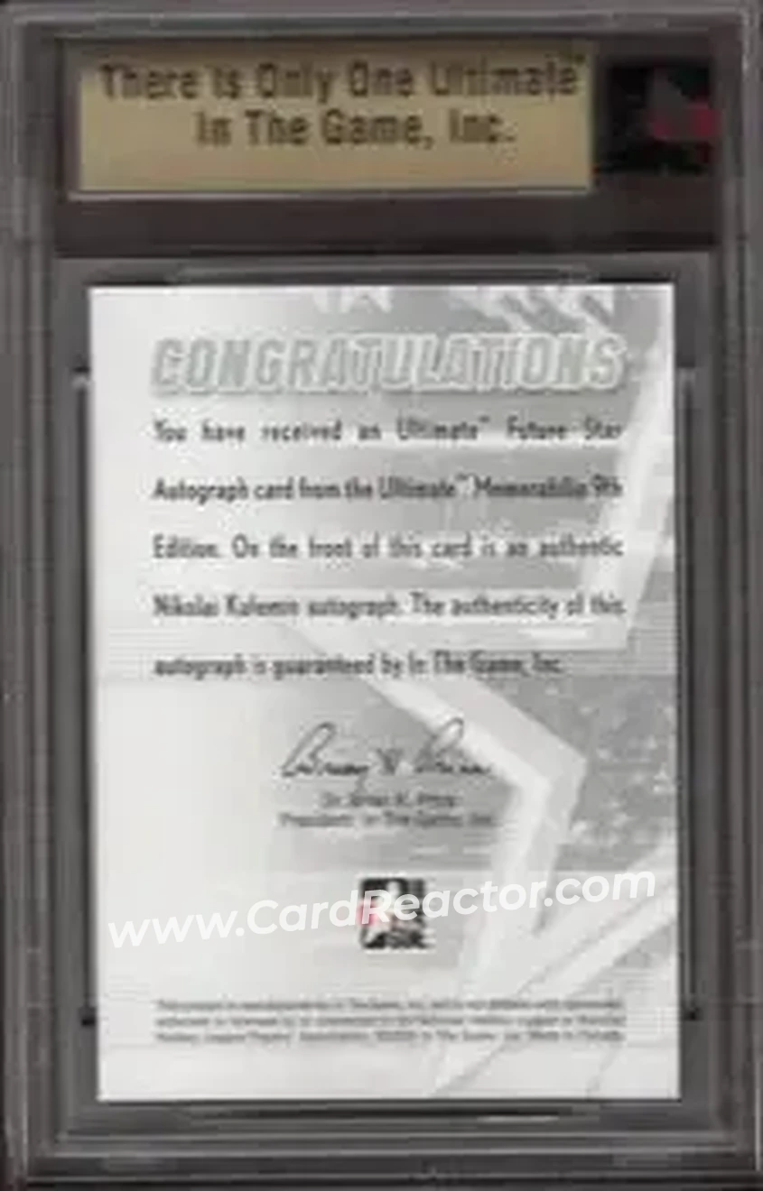 2008-09 In The Game Ultimate Memorabilia - Future Stars Autographs #NNO - Nikolai Kulemin - Back