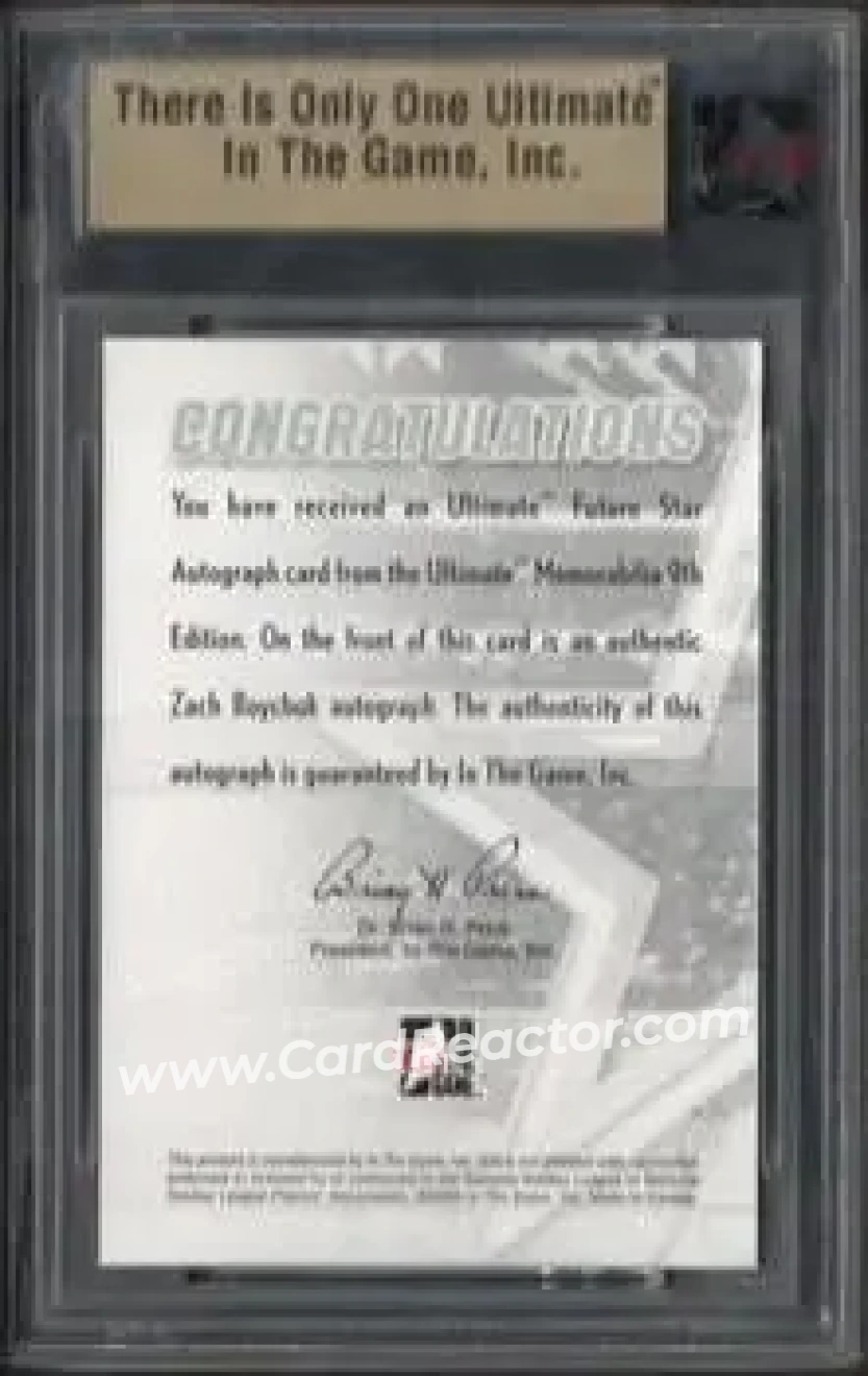 2008-09 In The Game Ultimate Memorabilia - Future Stars Autographs #NNO - Zach Boychuk - Lethbridge Hurricanes - Back