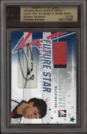 2008-09 In The Game Ultimate Memorabilia - Future Stars Jerseys Autographs #NNO - Semyon Varlamov - Washington Capitals