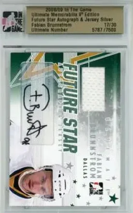 2008-09 In The Game Ultimate Memorabilia - Future Stars Jerseys Autographs #NNO - Fabian Brunnstrom - Dallas Stars