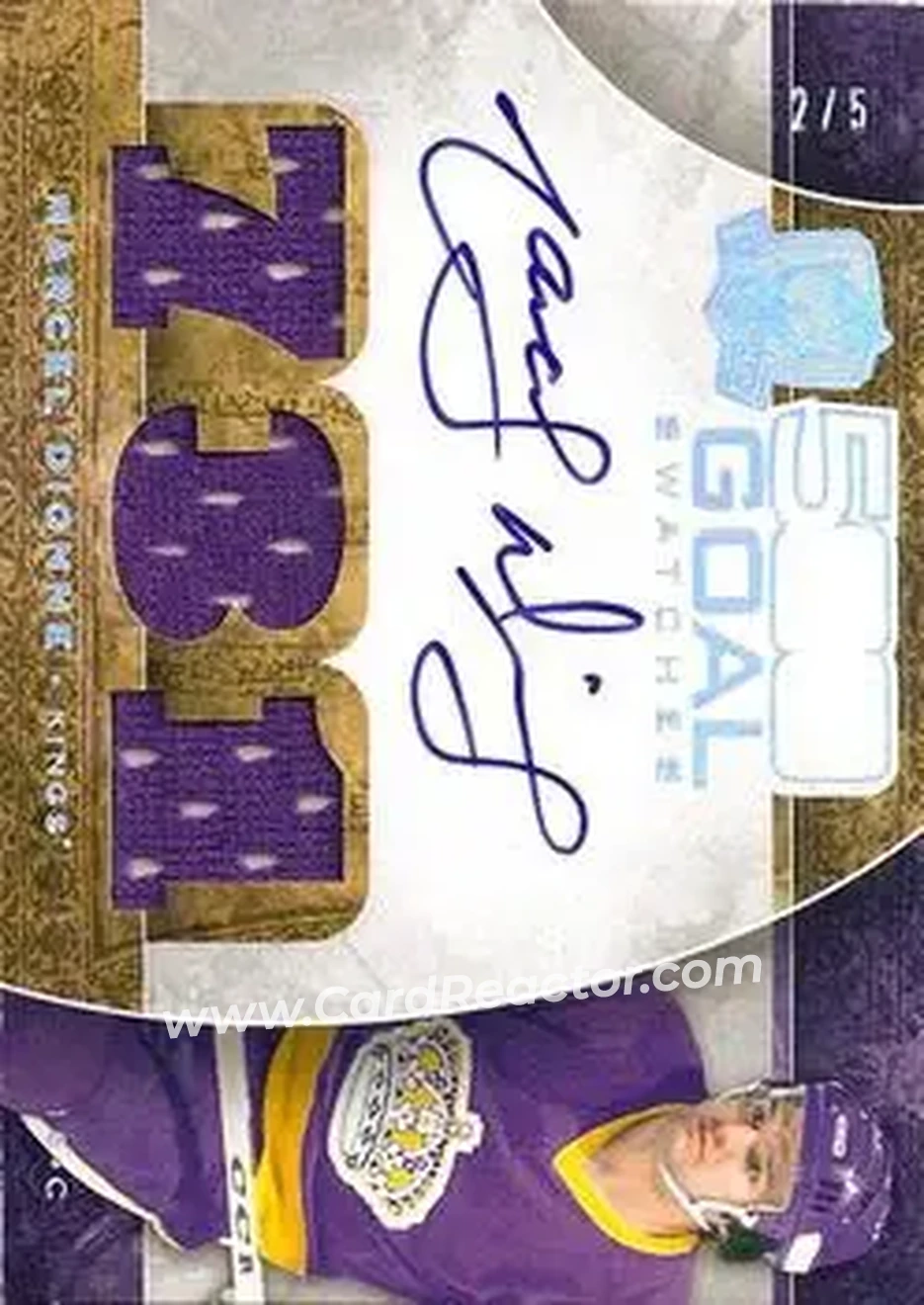2008-09 Upper Deck The Cup - 500 Goal Club Swatches #500GC-MD - Marcel Dionne - Los Angeles Kings - Front 2008-09 Upper Deck The Cup - 500 Goal Club Swatches #500GC-MD - Marcel Dionne - Los Angeles Kings - Front