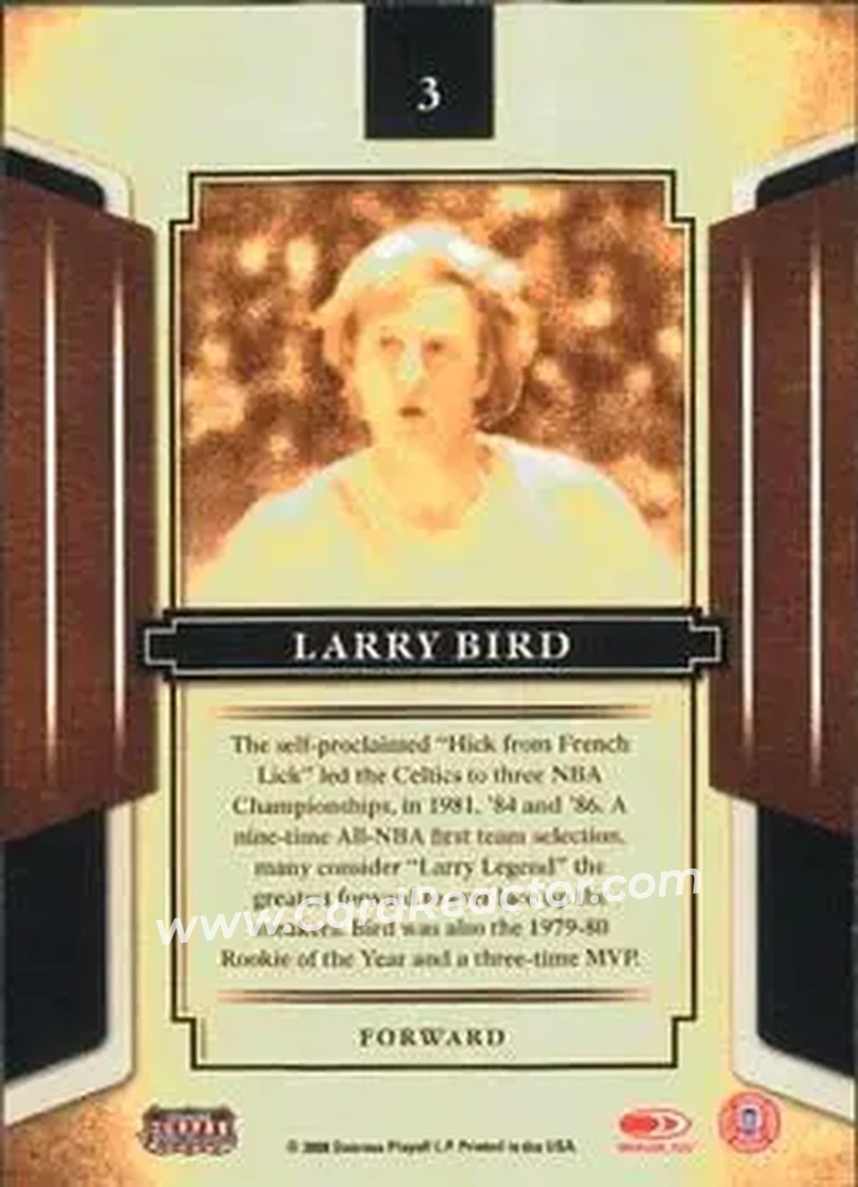 2008 Donruss Sports Legends #3 - Larry Bird - Indiana State Sycamores - Back