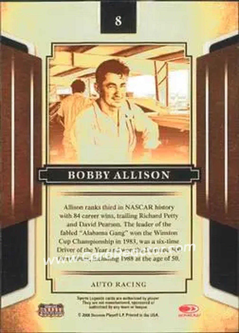 2008 Donruss Sports Legends #8 - Bobby Allison - Back