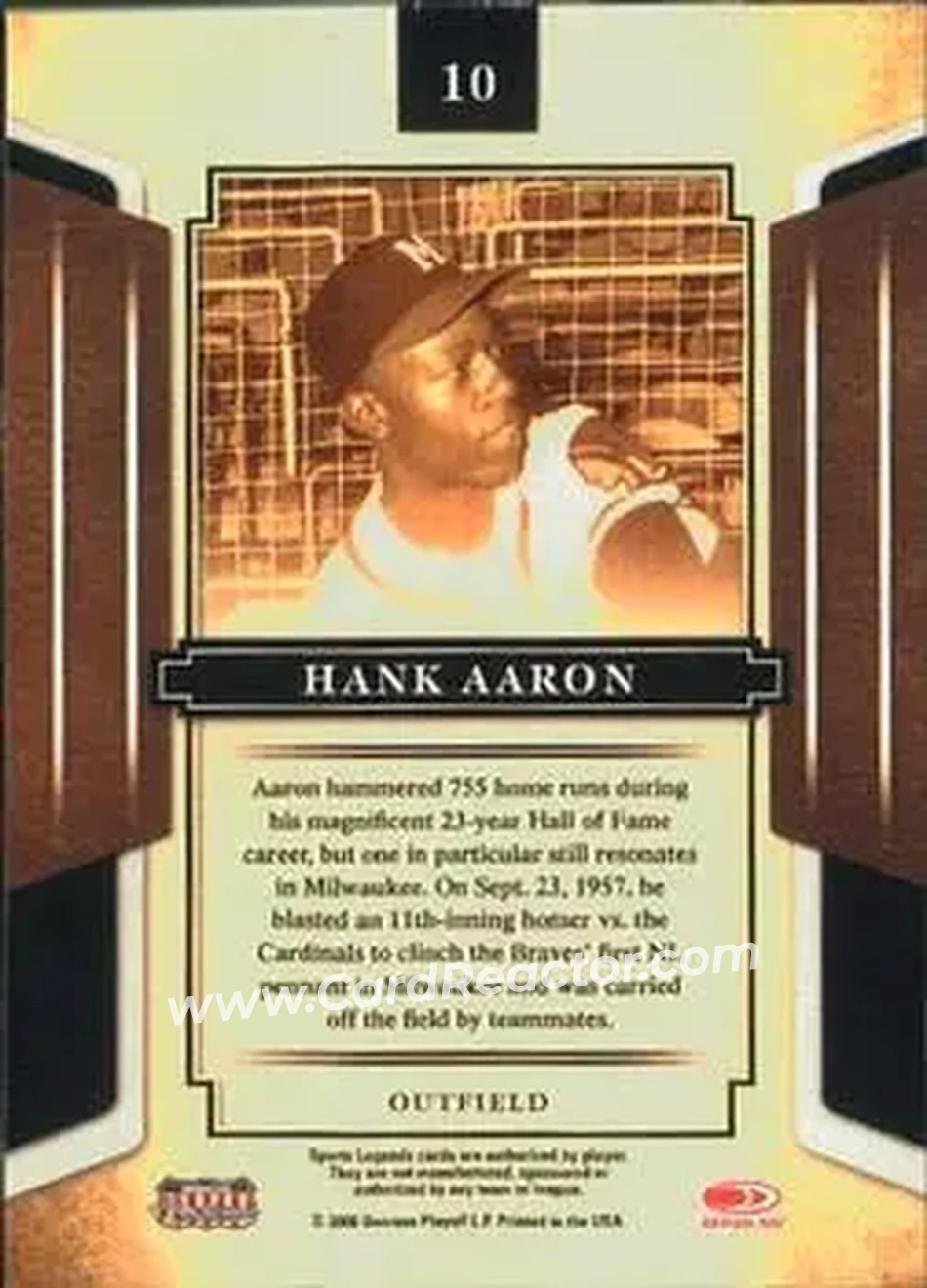 2008 Donruss Sports Legends #10 - Hank Aaron - Milwaukee Braves - Back