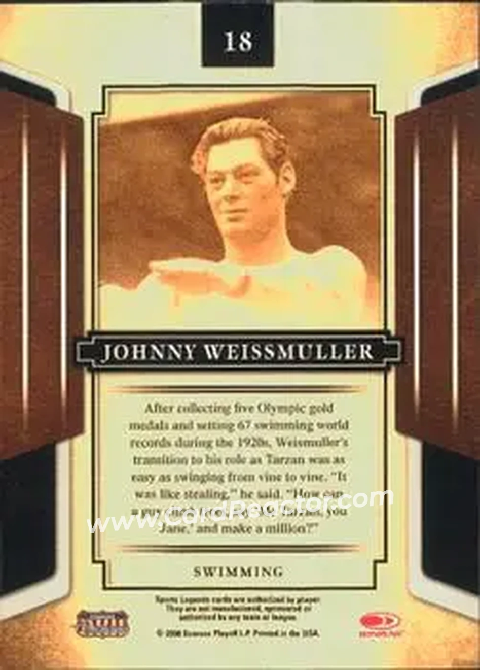 2008 Donruss Sports Legends #18 - Johnny Weissmuller - Back