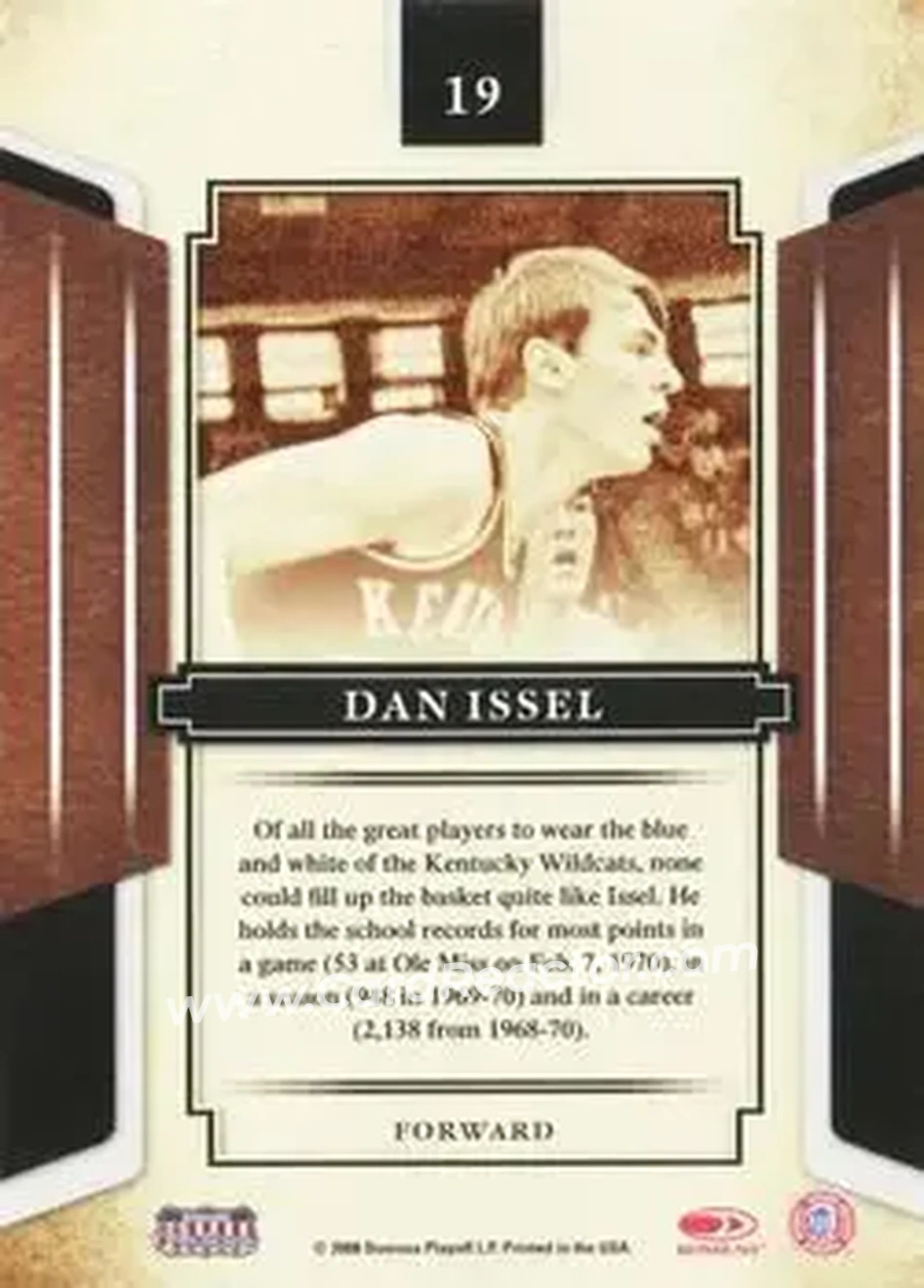 2008 Donruss Sports Legends #19 - Dan Issel - Kentucky Wildcats - Back