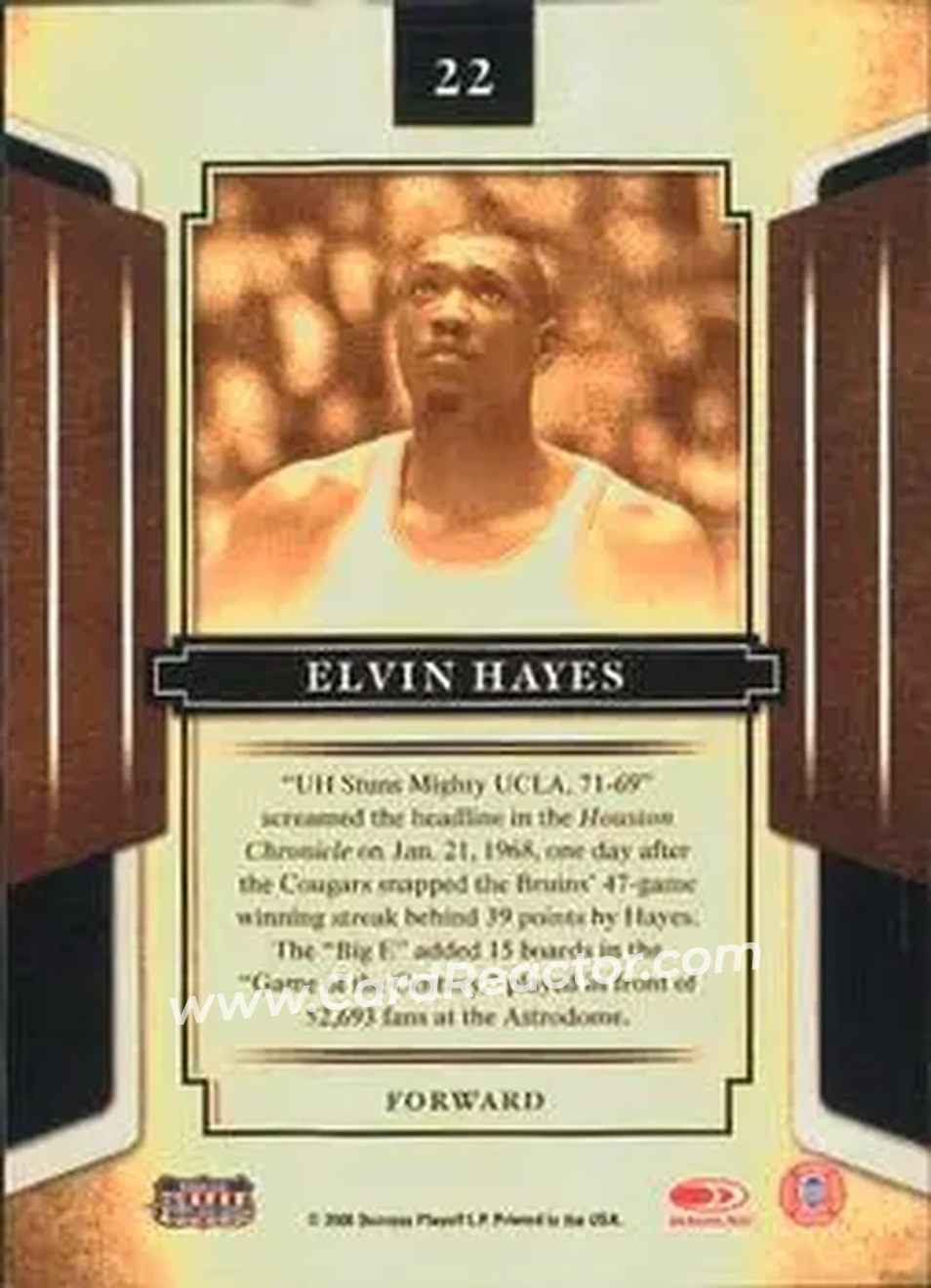 2008 Donruss Sports Legends #22 - Elvin Hayes - Houston Cougars - Back
