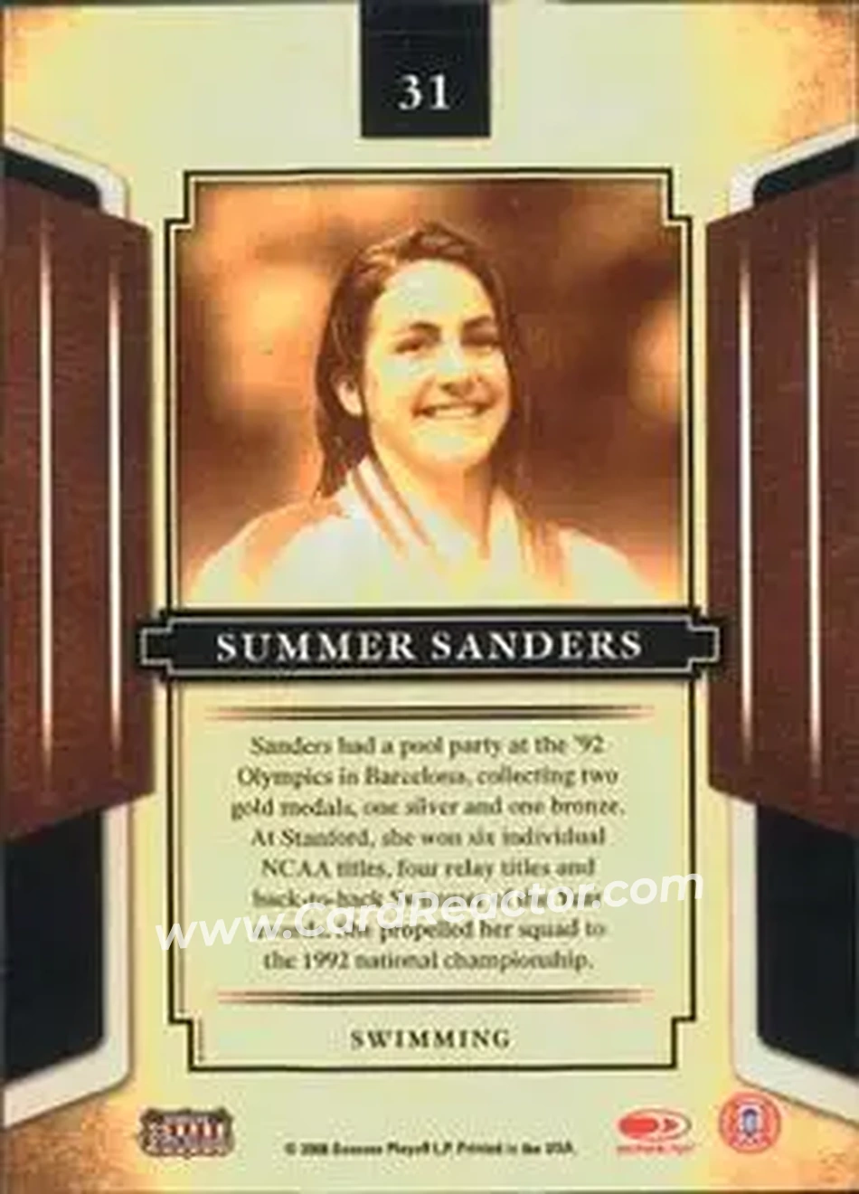 2008 Donruss Sports Legends #31 - Summer Sanders - Stanford Cardinal - Back