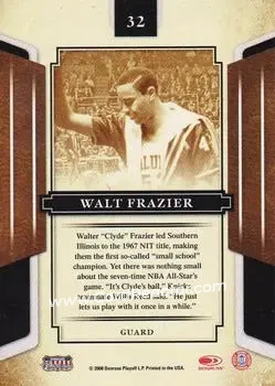 2008 Donruss Sports Legends #32 - Walt Frazier - Southern Illinois Salukis - Back