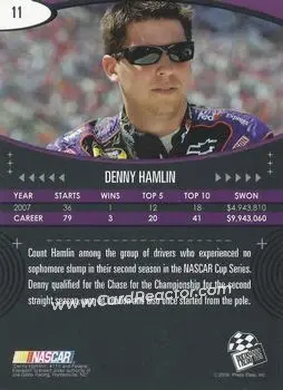 2008 Press Pass Eclipse #11 - Denny Hamlin - Joe Gibbs Racing - Back