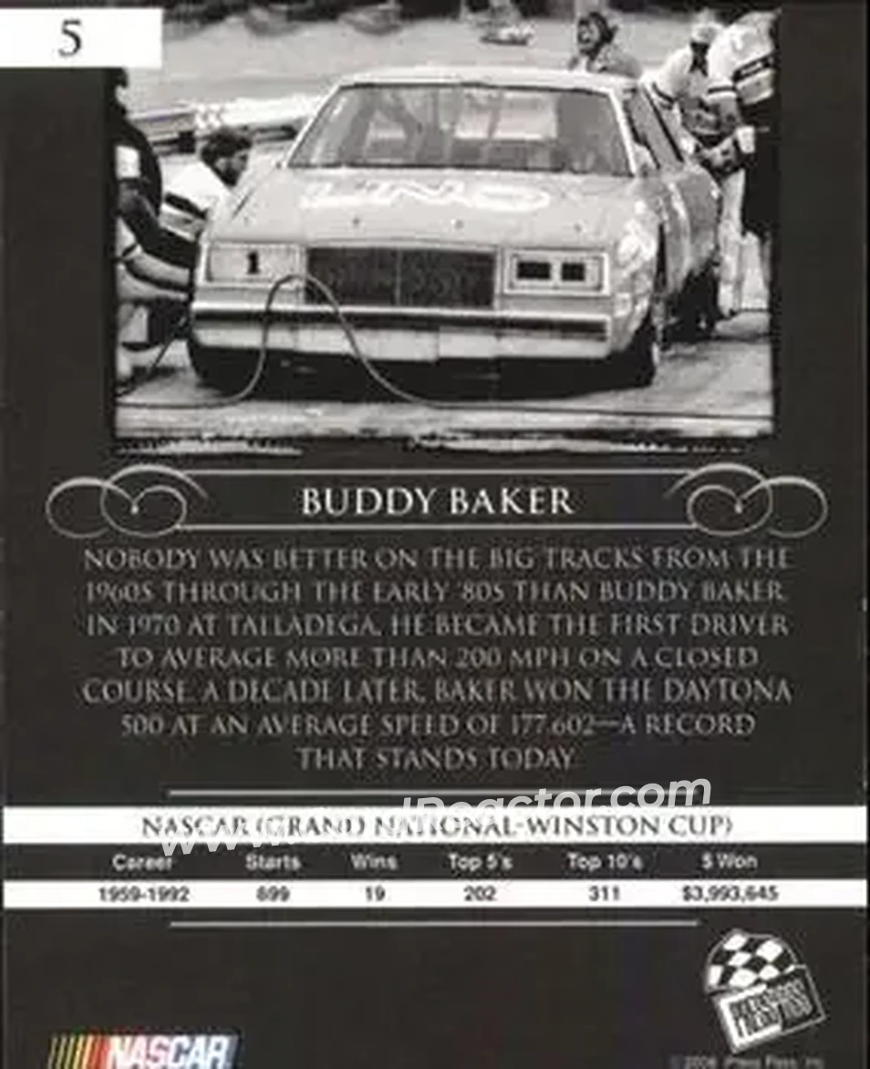 2008 Press Pass Legends #5 - Buddy Baker - Hoss Ellington Racing - Back