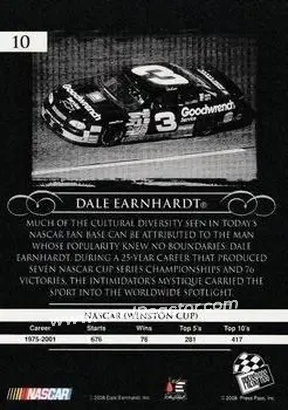 2008 Press Pass Legends #10 - Dale Earnhardt Sr. - Richard Childress Racing - Back