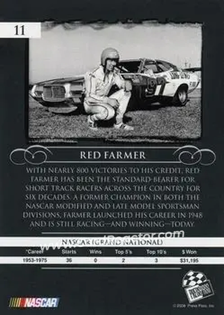 2008 Press Pass Legends #11 - Red Farmer - Long-Lewis - Back