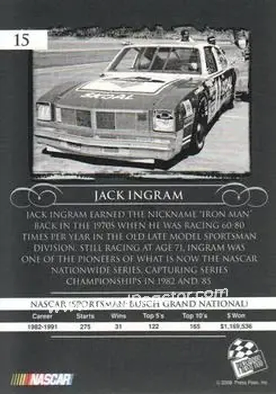 2008 Press Pass Legends #15 - Jack Ingram - Ingram Racing - Back