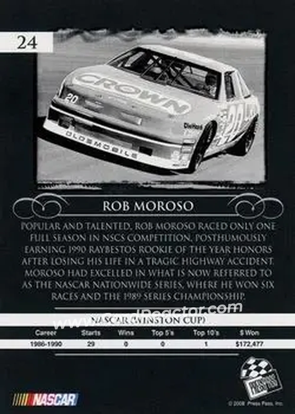 2008 Press Pass Legends #24 - Rob Moroso - Moroso Performance - Back