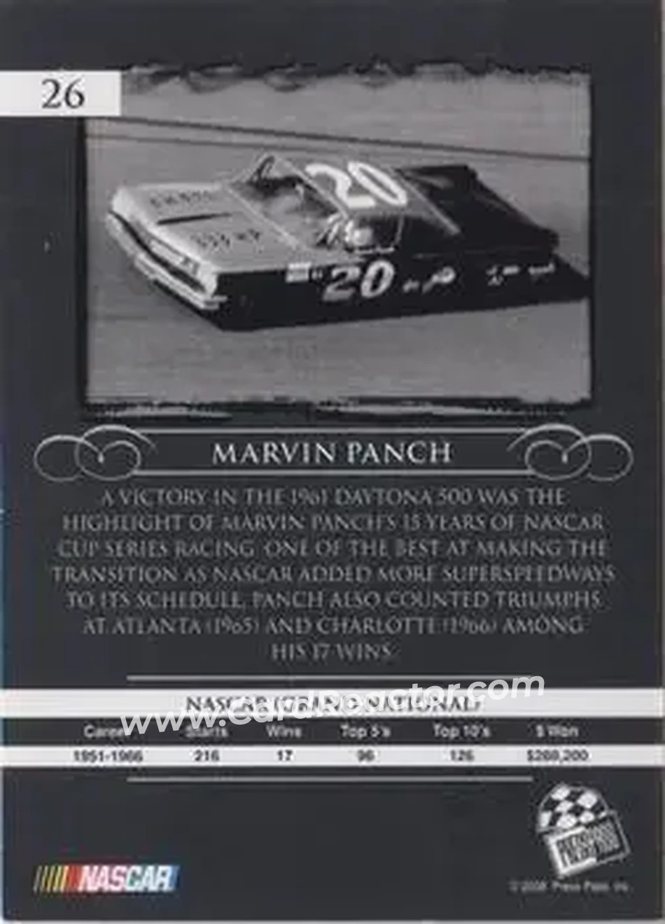 2008 Press Pass Legends #26 - Marvin Panch - Smokey Yunick - Back