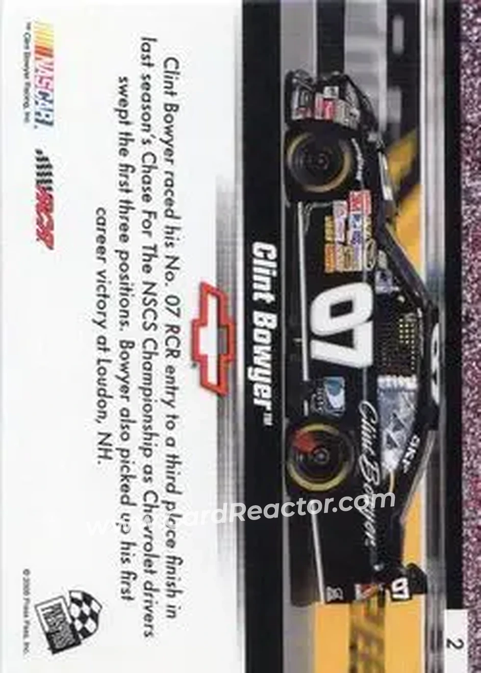2008 Press Pass Speedway #2 - Clint Bowyer - Richard Childress Racing - Back